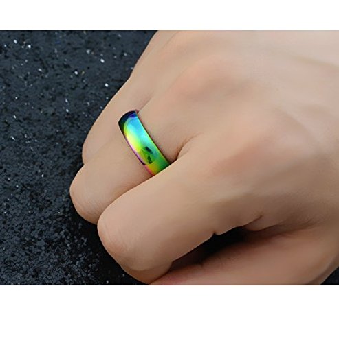 Yellow Chimes Rings for Women Unique Rainbow Colors Never Fading Titanium Steel Multicolor Ring for Women and Girls