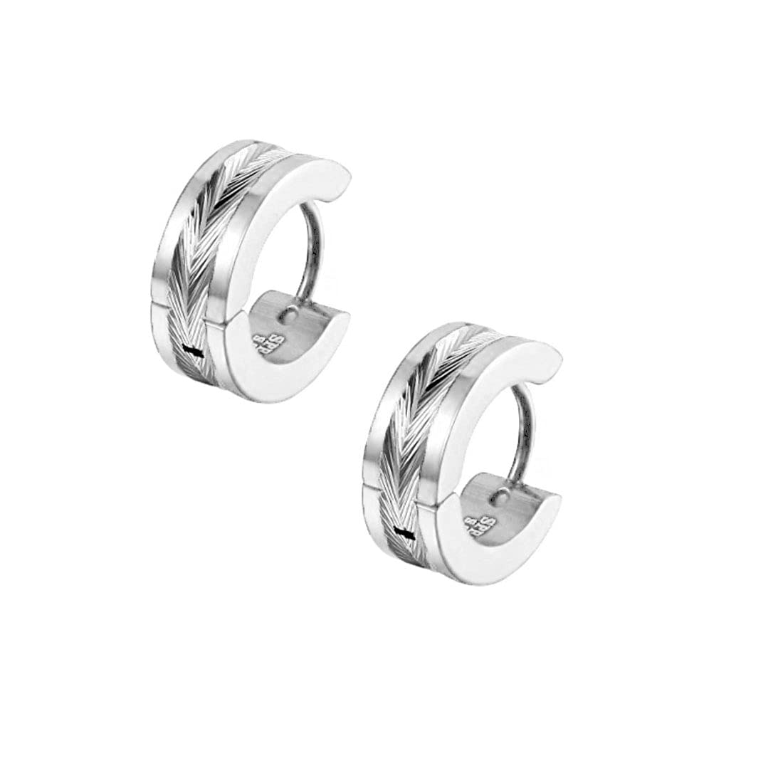 Yellow Chimes Elegant Latest Fashion Stainless Steel Huggie Hoops Earrings for Men and Women, Silver, Medium (Model: YCSSER-069ARHP-SL)