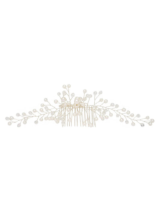 Yellow Chimes Bridal Hair Vine for Women and Girls Bridal Hair Accessories for Wedding White Comb Pin for Women Hair Accessories Wedding Jewellery for Women Comb Pin Hair Clip / Side Pin / Jooda Pin Hair Accessories.