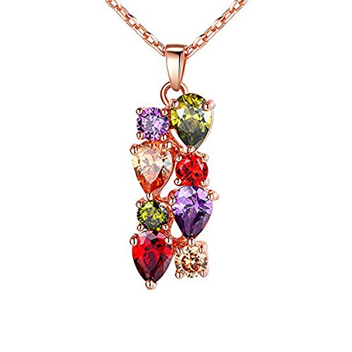 Yellow Chimes Chain Pendant for Women Multicolor Pendant Swiss Cubic Zirconia 18K Rose Gold Plated Pendant for Women and Girls.