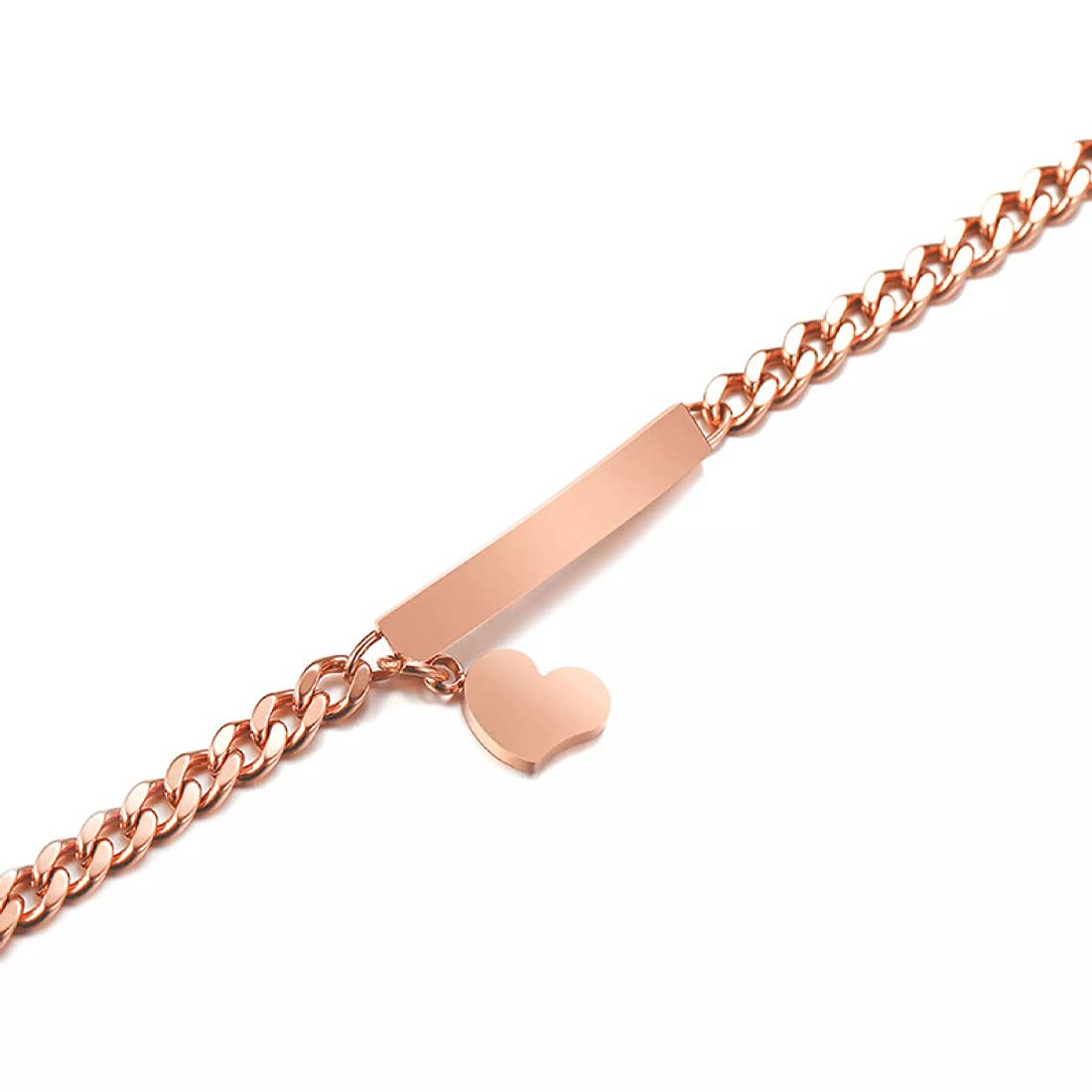 Yellow Chimes Stainless Steel Faith Hope Love Heartbeat Design Rose Gold Chain Tag Bracelet for Women and Girls