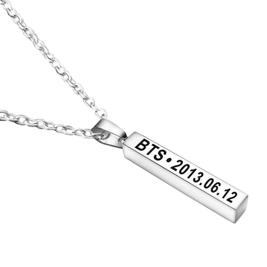 Yellow Chimes Pendant for Men Silver Men Pendant Stainless Steel Kpop BTS Bangtan Boys Band Pendant Necklace for Men and Women.