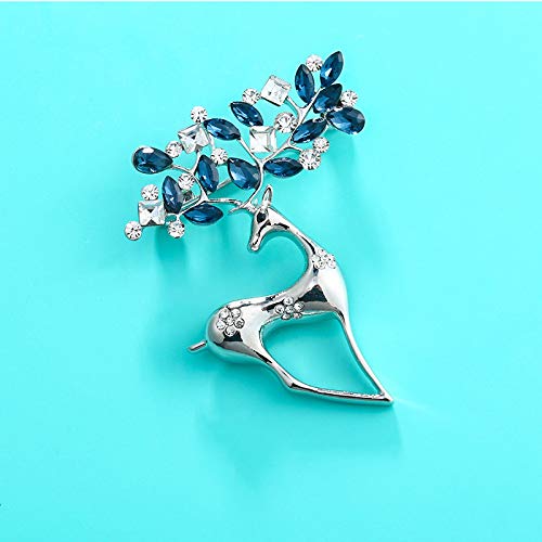 Yellow Chimes Deer Brooch for Women Elegant Clip Deer Crystal Shawl Sweater Crystal Silver Brooch for Women and Girls