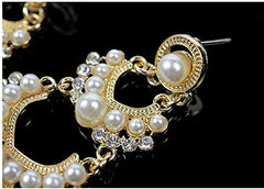 Yellow Chimes Danglers Earrings for Women Traditional Pearl Gold Plated Long Danglers Earrings for Women and Girls