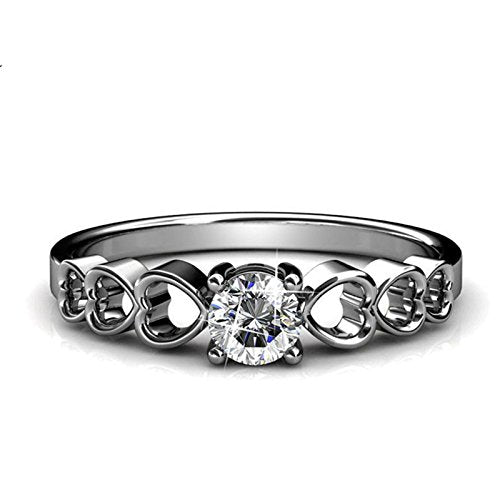 Yellow Chimes Metal|Crystal Silver Ring For Women