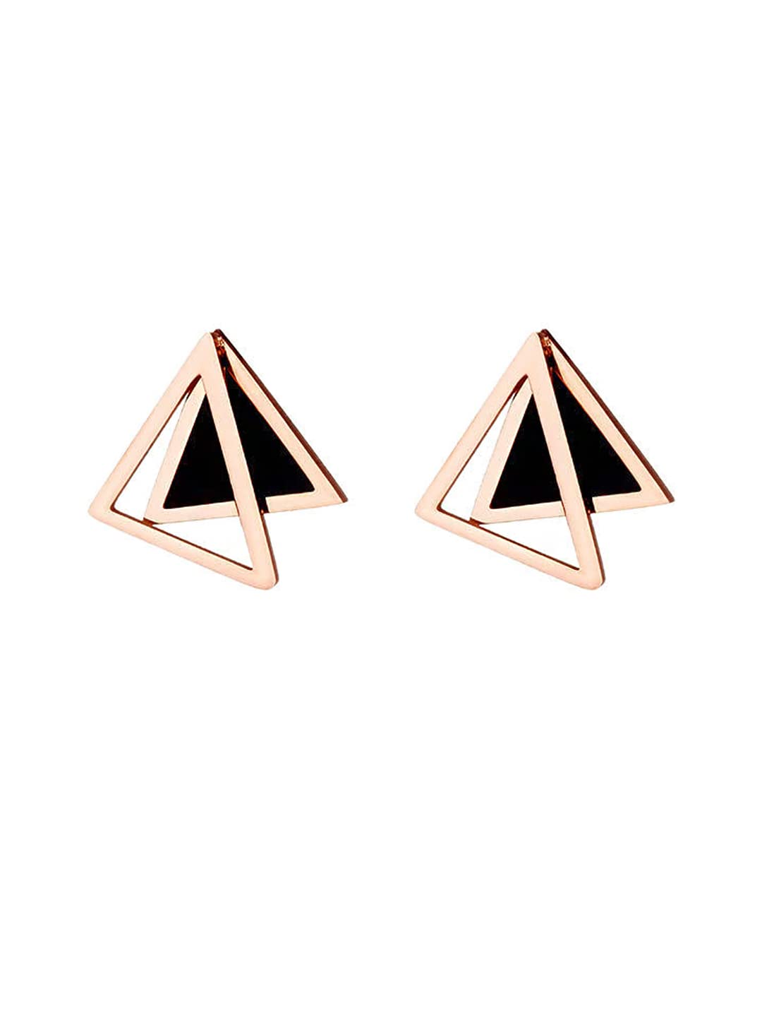 Yellow Chimes Drop Earrings for Women Western Rose Gold Plated Stainless Steel Black Geometric Circle Drop Earrings For Women and Girls