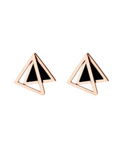 Yellow Chimes Stud Earrings for Women Western Rose Gold Plated Stainless Steel Black Triangular Studs Earrings For Women and Girls