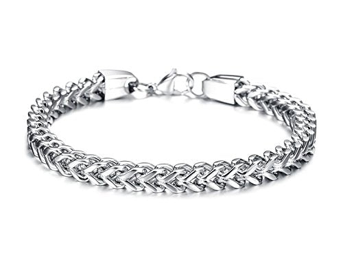 Yellow Chimes Silver Stainless Steel Bracelet for Men and Boys