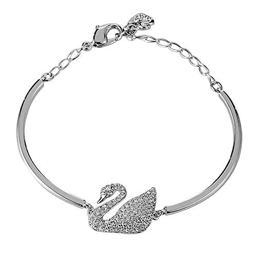 Yellow Chimes A5 Grade Crystal Classic Love Symbol-Swan Bracelet for Women and Girls