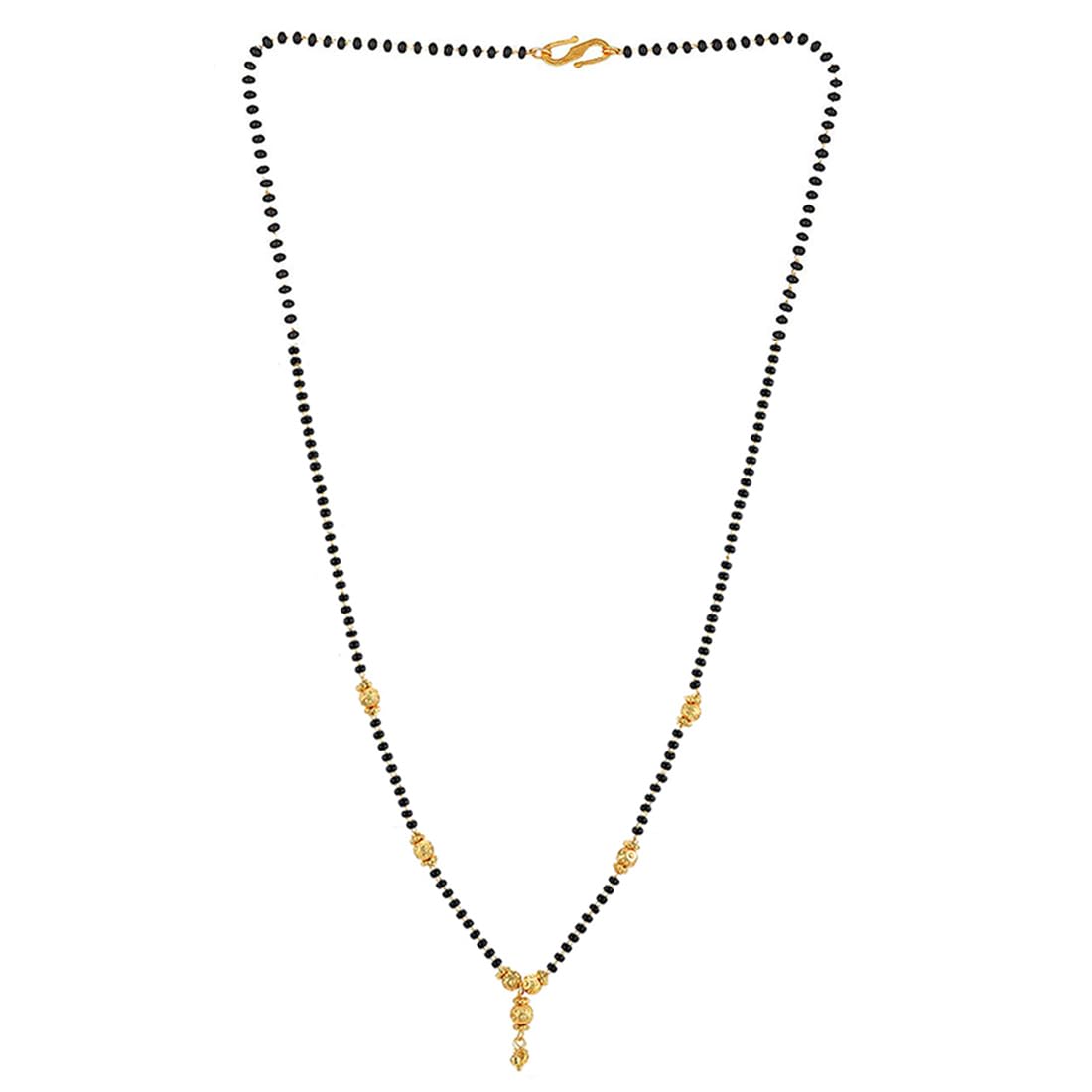 Yellow Chimes Gold Plated Black Beads Mangalsutra Pendant Necklace for Women and Girls