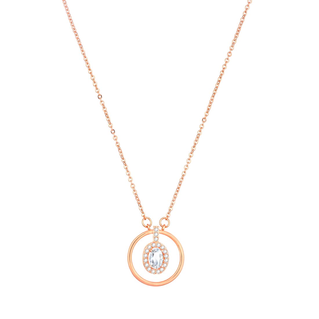Yellow Chimes Pendant for Women and Girls Rose Gold Pendant Necklace for Women | Circle Designed Crystal Studded Pendnat | Birthday Gift for girls and women Anniversary Gift for Wife