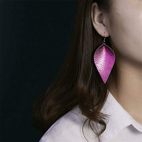 Yellow Chimes Combo of 2 Pairs Teardrop PU Leather Creative Party Ware Bohemia Leaf Dangle Drop Earring for Women and Girls