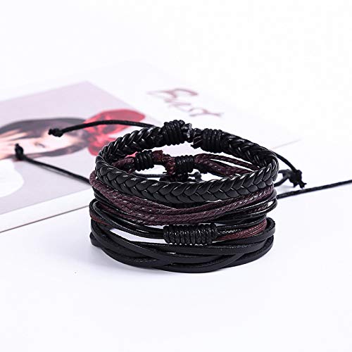 Yellow Chimes 4 Pcs Wrap Stylish Trendy Unisex by Yellow Chimes Multi Strand Bracelet for Men (Brown, Black) (YCFJBR-114WRP-DBR)