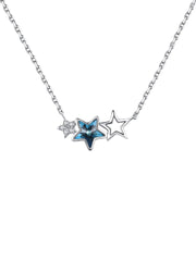Raajsi by Yellow Chimes 925 Sterling Silver Necklace for Women & Girls Pure Silver Blue Crystal Star Pendant for Women | Birthday Gift for Women & Girls Anniversary Gift for Wife | With Certificate of Authenticity & 925 Stamp
