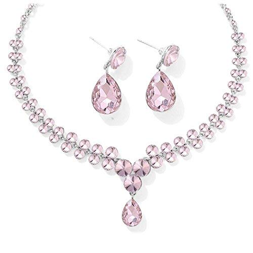 Yellow Chimes AD Crystal Elements Delicate Drop Design Sparkling Colors Fascinating Necklace Set with Earrings for Women
