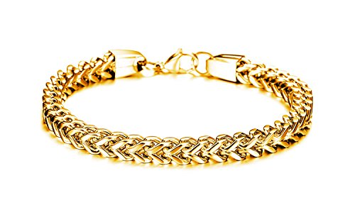 Yellow Chimes Gold Plated Chain Steel Bracelet for Men (Golden) (YCSSBR-671MEN-GL)