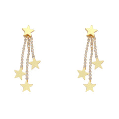 Yellow Chimes Earrings For Women Gold Toned Star Shape Stud With Chain Back Drop Earrings For Women and Girls