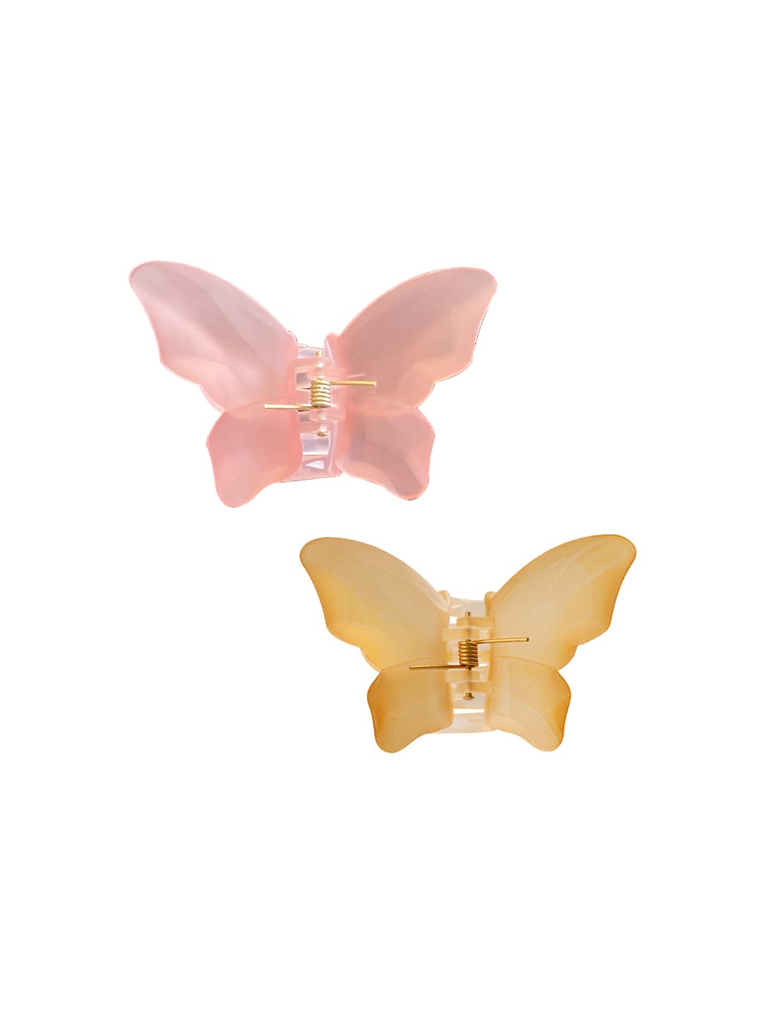 Yellow Chimes Claw Clips for Women Hair Clutches for Women Hair Accessories For Women Set of 2 Pcs Claw Clip Peach Yellow Butterfly Clips Big Clutchers for Hair Clutcher for women and Girls Gift for Women & Girls