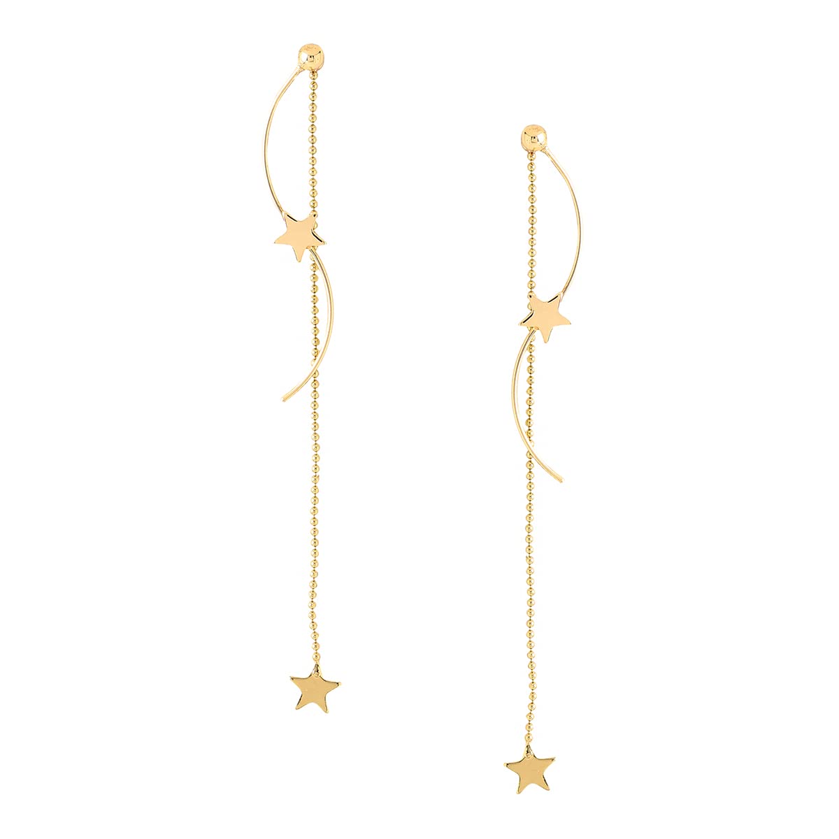 Yellow Chimes Earrings For Women Gold Tone Double Lyaered Chain Star Studded Long Dangle Earrings For Women and Girls