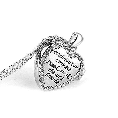 YELLOW CHIMES Love Message Heart Crystal Locket Pendant for Girls and Women