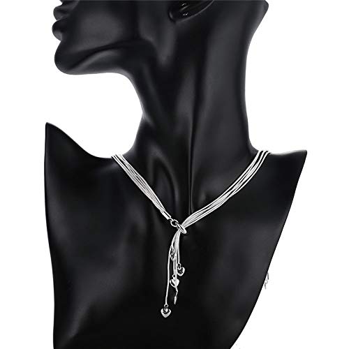 Yellow Chimes Choker Necklace for Women Silver Plated Hanging Heart Charms Layered Chain Necklace for Women and Girls