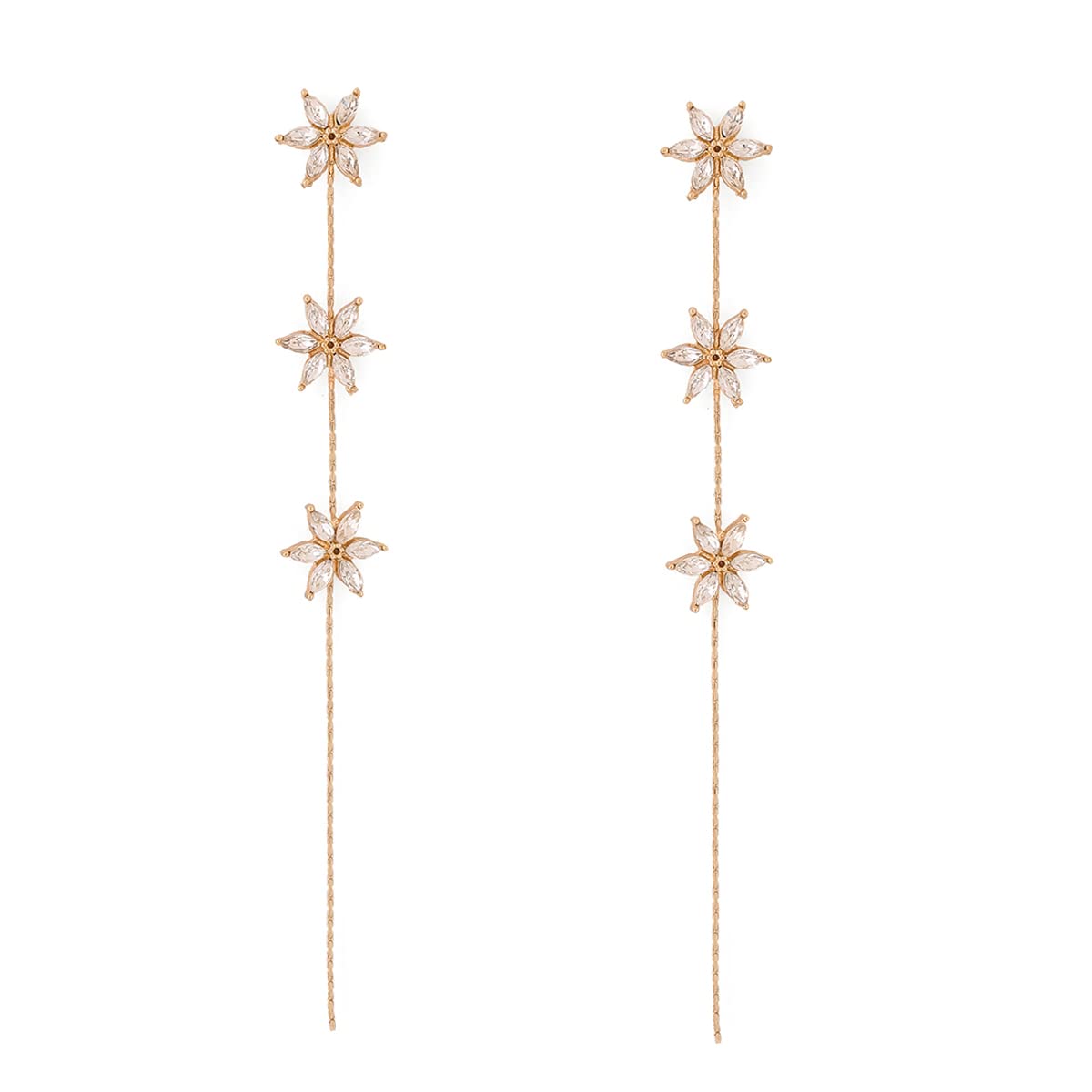 Yellow Chimes Dangler Drop Earring for Womens Gold Plated Crystal Studded Floral Designed Dangler Drop Earrings for Women and Girls