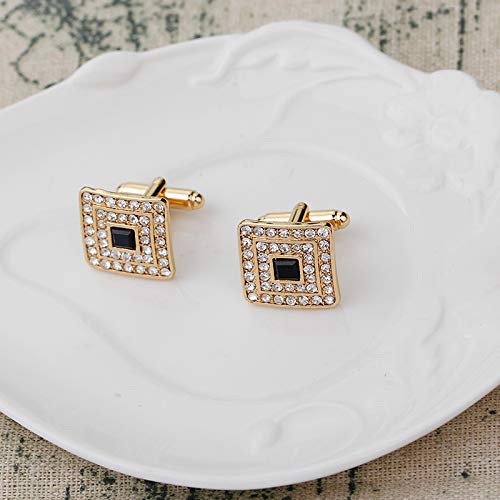 Yellow Chimes Cufflinks for Men Cuff Links Stainless Steel Crystal Studded Square Cufflinks for Men and Boy's.