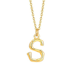 Yellow Chimes Alphabet Pendant Necklace for Women Alphabet S Initial Golden Pendant Stainless Steel Gold Plated Chain Pendant for Women and Men.