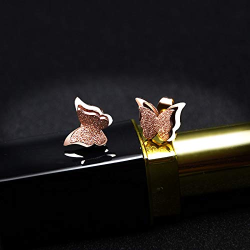 Yellow Chimes Stud Earrings for Women Charming Dual Butterfly Surgical Steel 18K Real Rose Gold Plated Stud Earrings for Girls and Women