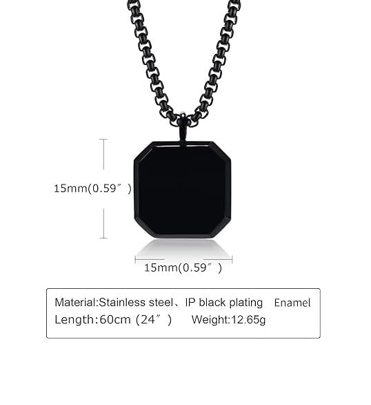 Yellow Chimes Pendant for Men and Boys Fashion Black Pendants For Men | Geometric Square Shaped Pendant Necklace | Stainless Steel Pendant Chain for Men| Birthday Gift for Men & Boys