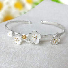 Yellow Chimes Classic Attractive Rose Flower Silver Plated Openable Cuff Bangle Bracelet Women and Girl's