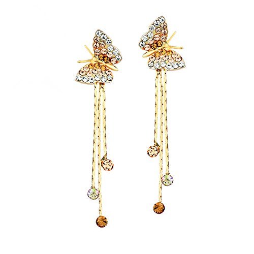 Yellow Chimes Moxie Collection Butterfly and Strings CZ Earrings for Women and Girl