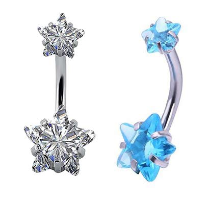 Yellow Chimes Belly Button Rings for Women Body Piercing Jewelry Stainless Steel 2 Pcs Crystal Navel Piercing Jewelry for Women and Girls.