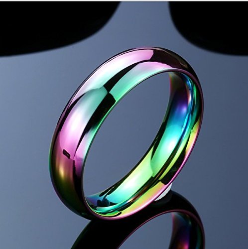 Yellow Chimes Rings for Women Band Ring Unique Rainbow Colors Never Fading Titanium Steel Ring for Women and Girls.