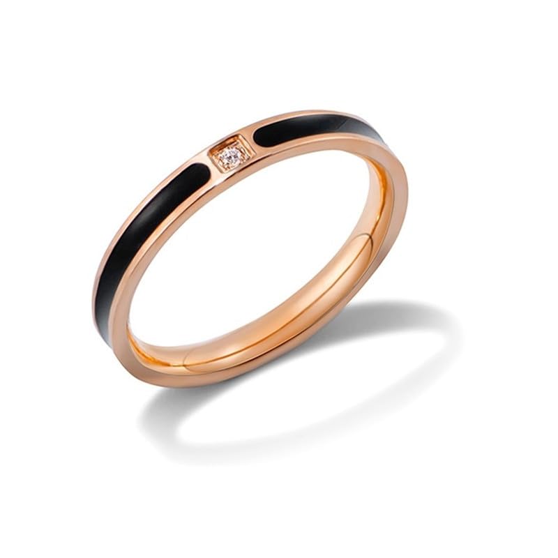 Yellow Chimes Rings for Women and Girls Fashion Black Band Ring | Stainless Steel Rose Gold Plated Finger Ring for Women | Birthday Gift For Girls & Women Anniversary Gift for Wife