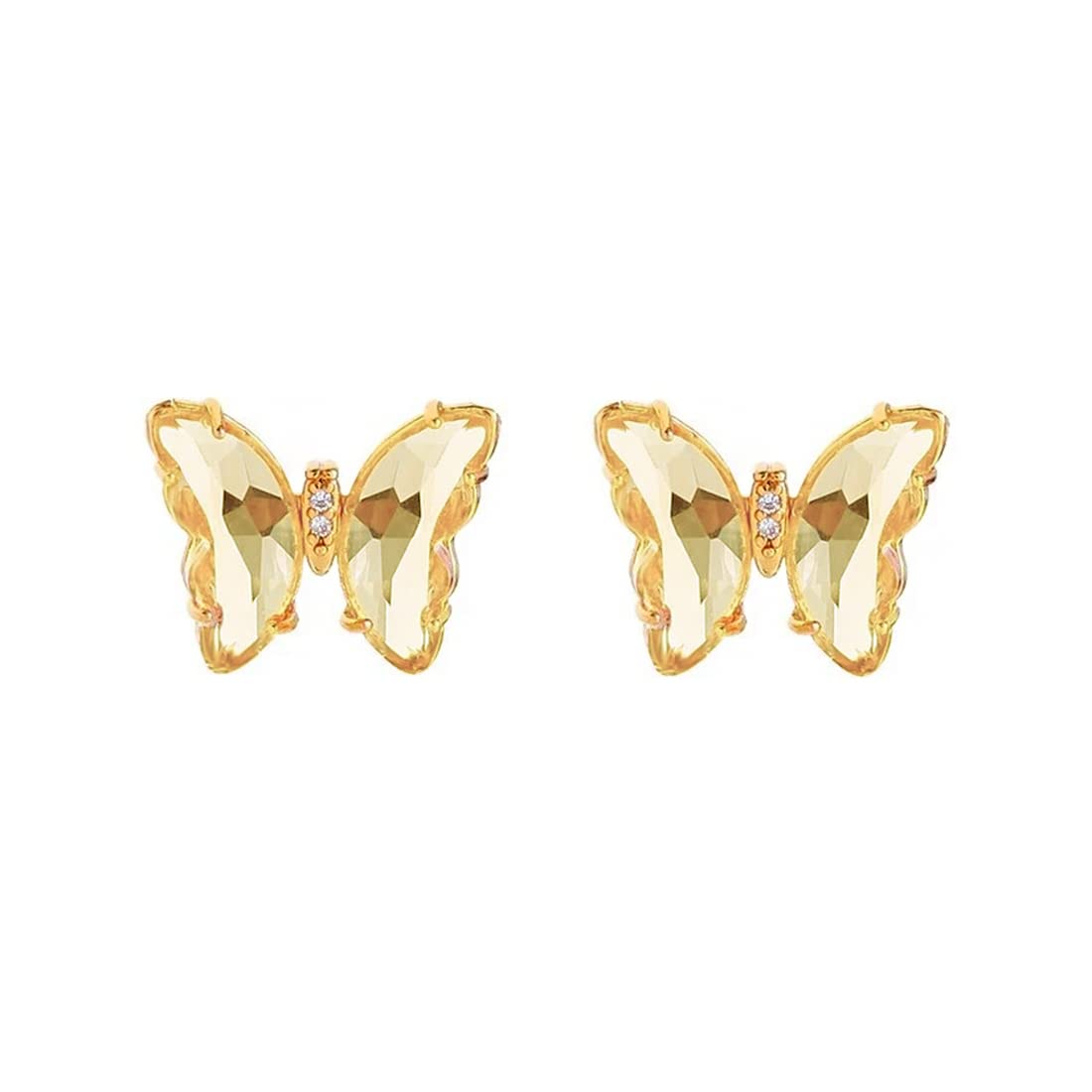 Yellow Chimes Elegant Latest Fashion Gold Plated Yellow Studded Crystal Butterfly Shaped Stud Earrings for Women and Girls