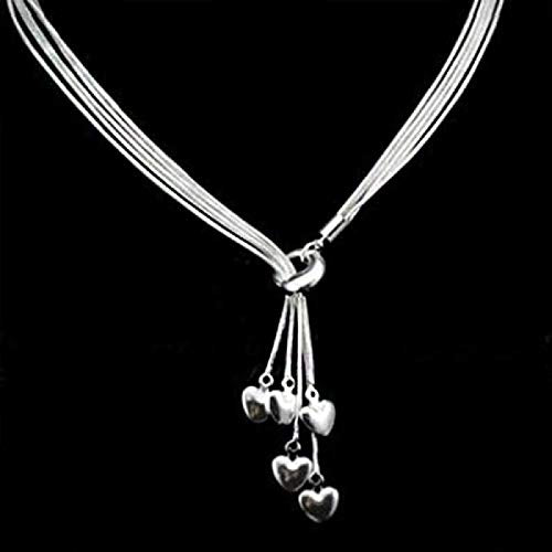 Yellow Chimes Choker Necklace for Women Silver Plated Hanging Heart Charms Layered Chain Necklace for Women and Girls