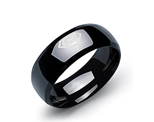 Yellow Chimes Titanium Superman Stylish Black Ring for Men and Boys, US 10, YCFJRG-SUP2245-10-BK