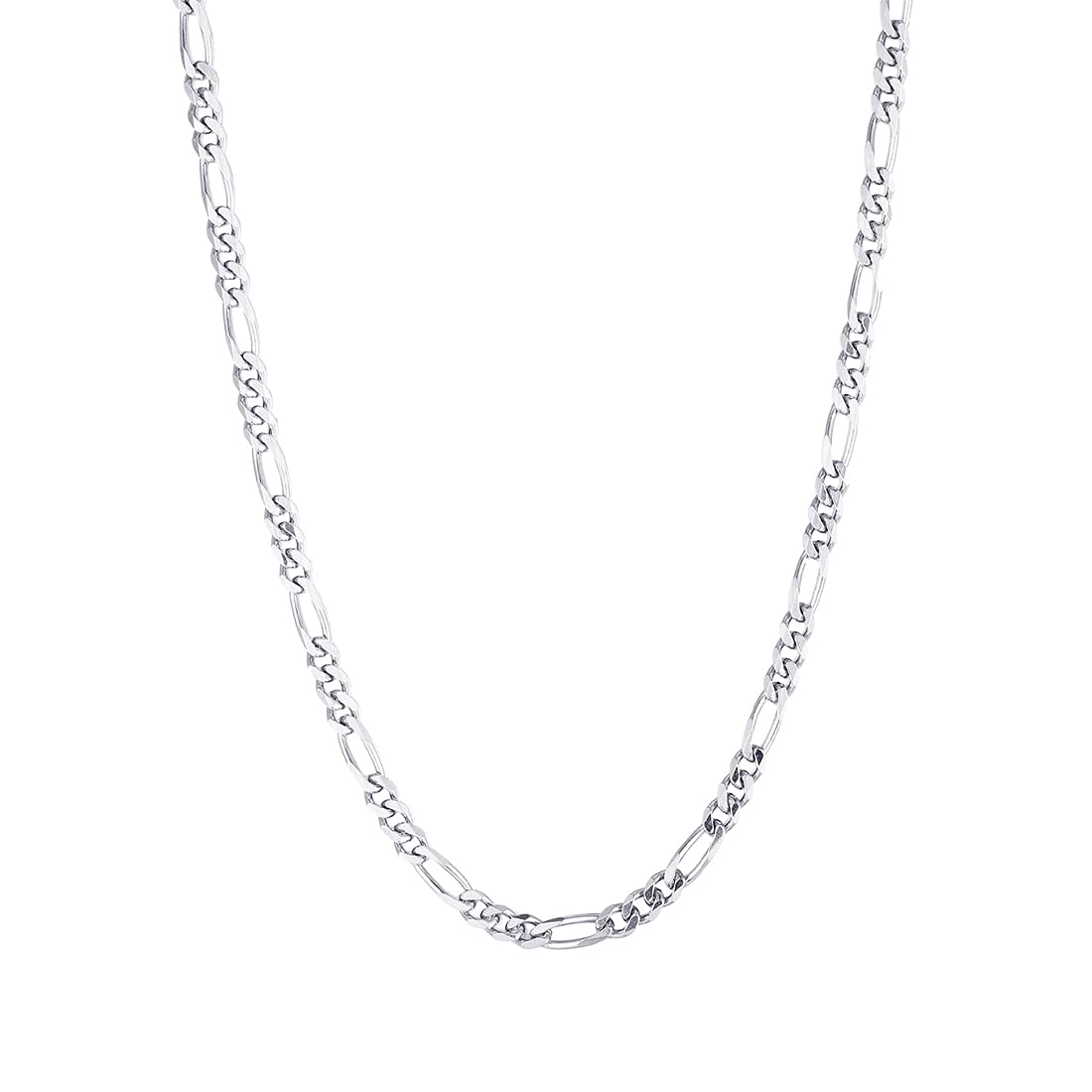 Yellow Chimes 925 Sterling Silver Hallmark and Certified Purity Silver Figaro Chain Necklace for Men and Women, Medium (YCSJCH-1CUBACHN-SL)