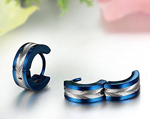 Yellow Chimes Hoop Earrings for Men Metallic Blue Western Style 316L Stainless Steel Hoop Earrings for Men and Women