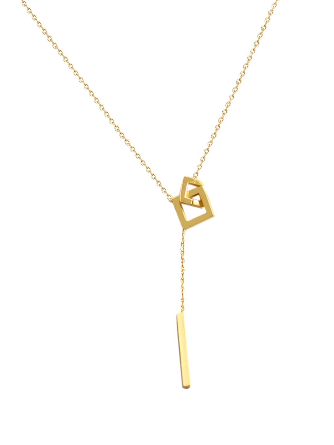 Yellow Chimes Pendant Chain for Women and Girls Statement Style Gold plated Dual heart Charm Chain Pendant Necklace for Women and Girls (PD 2)