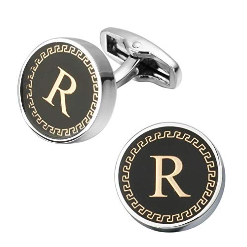 Yellow Chimes Cufflinks for Men Alphabet Cuff links Letter R Statement Stainless Steel Cufflinks for Men and Boy's