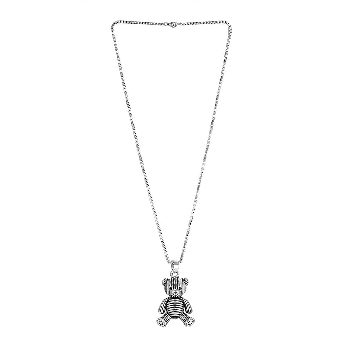 Yellow Chimes Chain Pendant for Girls Silver Chain Pendant 2 Pcs Combo of Stainless Steel Teddy Bear and Robo Designed Chain Pendant for Women and Girls