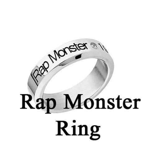 Yellow Chimes Rings for Men Kpop BTS Band Rap Monster Name and DOB Silver Band Ring for Men and Boys.