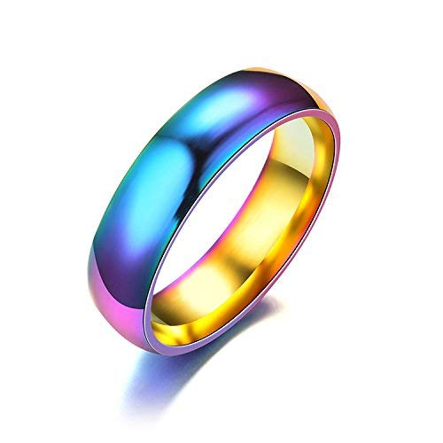 Yellow Chimes Rings for Women Band Ring Unique Rainbow Colors Never Fading Titanium Steel Ring for Women and Girls.