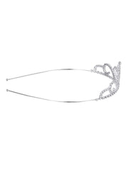 Melbees by Yellow Chimes Head Band For Women Silver Crystal Bead Hair Tiara Headband Crown Shape For Women and Girls