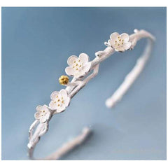 Yellow Chimes Classic Attractive Rose Flower Silver Plated Openable Cuff Bangle Bracelet Women and Girl's