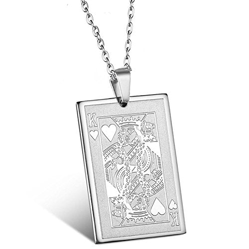 Yellow Chimes Poker King of Hearts Playing Card Solid Charm Stainless Steel Pendant for Men and Boys