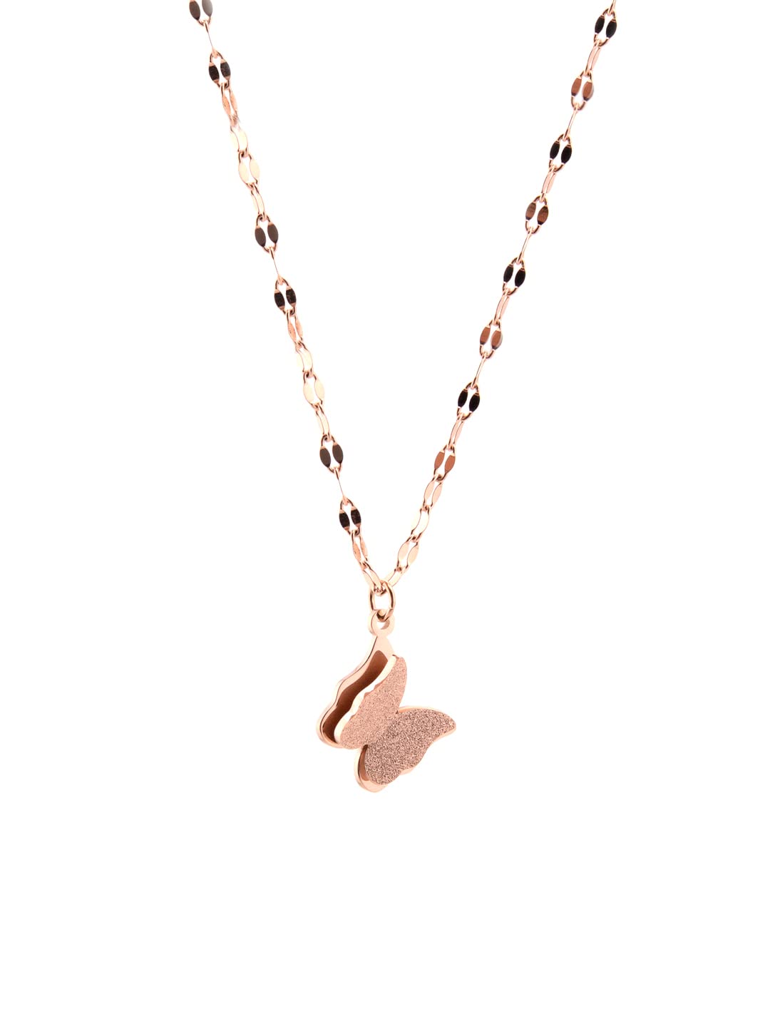 Yellow Chimes Butterfly Pendant for Women Statement Style Rose Gold Plated Butterfly Charm Chain Pendant Necklace for Women and Girls.
