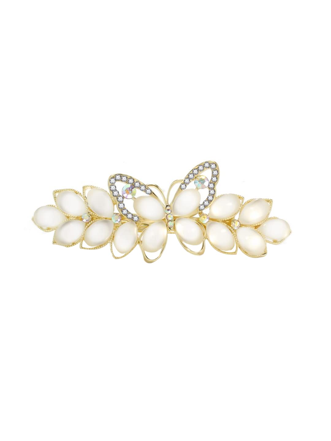 Yellow Chimes Hair Clips for Women Girls Barrette Hair Clips for Women Hair Accessories for Women Butterfly Clip for Women Opal Stone French Barrette Hair Clips for Women and Girls Gift For Women & Girls